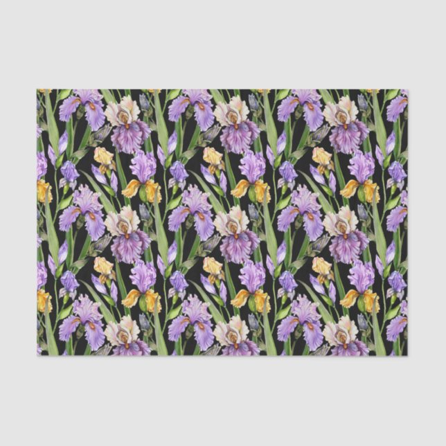 elegant tiled Iris floral pattern  Tissue Paper (Front)