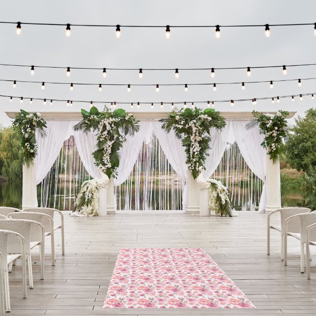 Elegant tiled peony pattern floral Wedding Outdoor Rug (Insitu (Wedding 1))