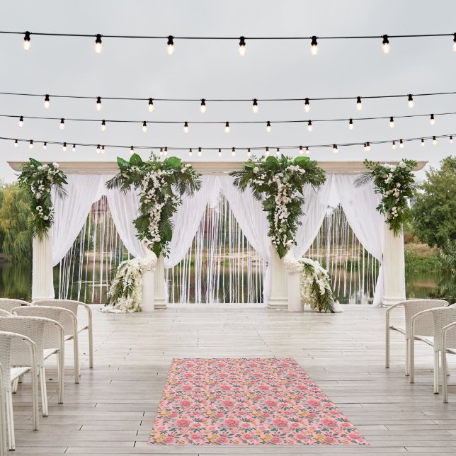 Elegant tiled peony pattern Wedding Outdoor  Rug (Insitu (Wedding 1))