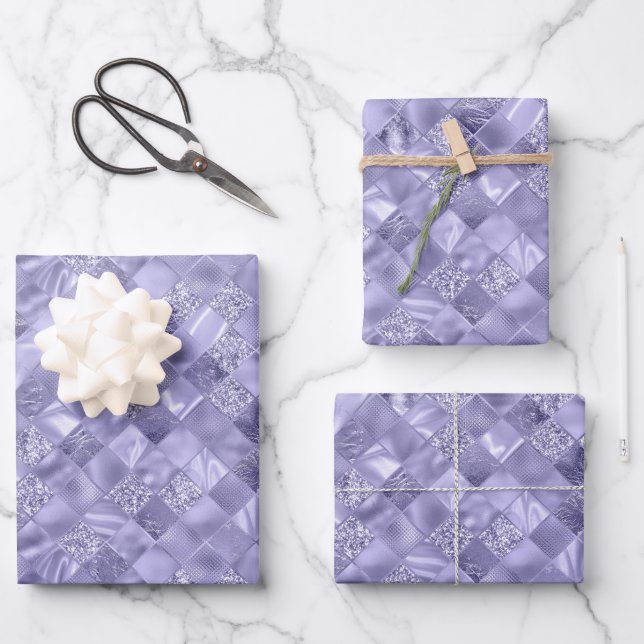 elegant tiled purple pattern Christmas Wrapping Paper Sheets (Front)