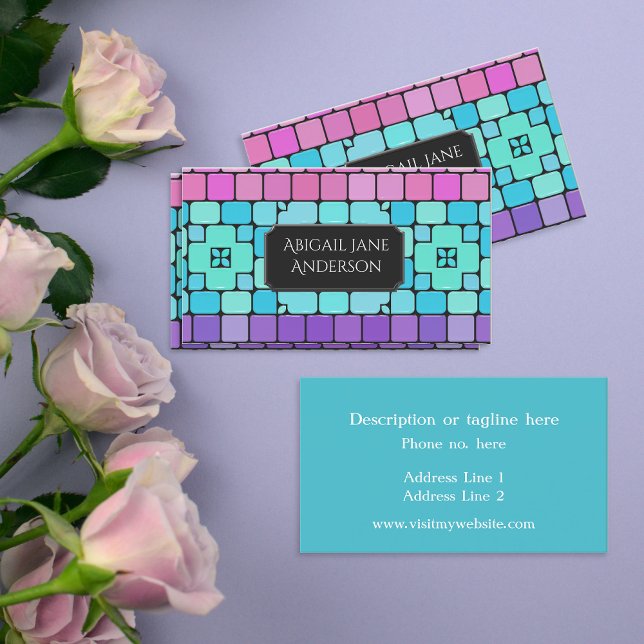 Elegant Tiles - Pink, Aqua & Purple - Customize Business Card (Creator Uploaded)