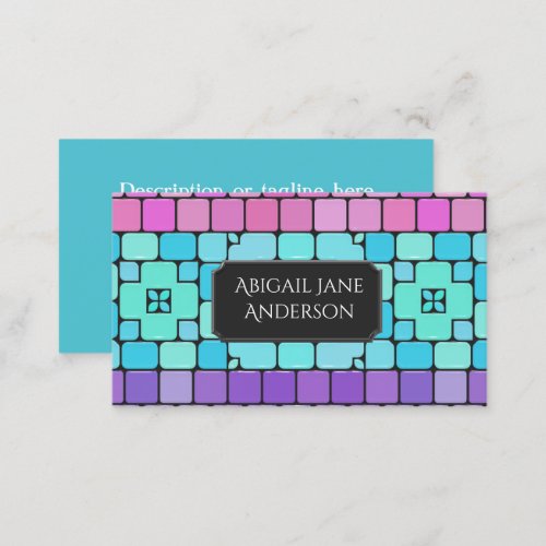 Elegant Tiles _ Pink Aqua  Purple _ Customize Business Card