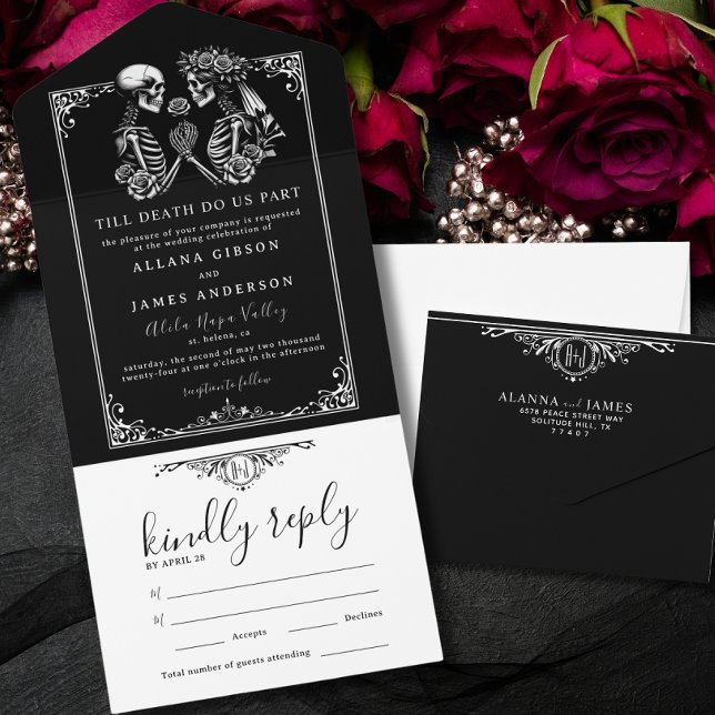 Elegant Till Death Do Us Part Gothic Wedding All In One Invitation (Creator Uploaded)