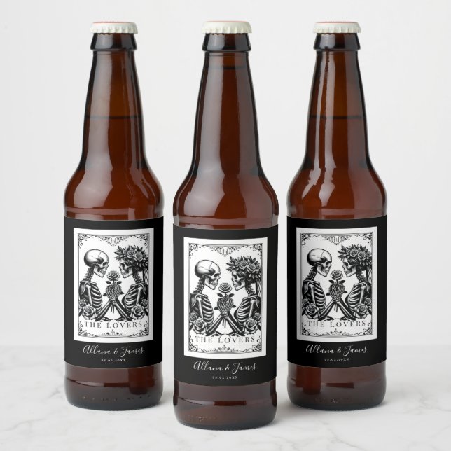 Elegant Till Death Do Us Part Gothic Wedding  Beer Bottle Label (Bottles)
