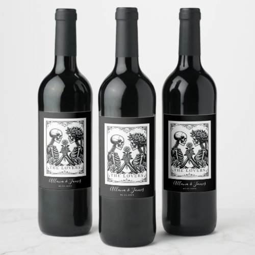 Elegant Till Death Do Us Part Gothic Wedding  Wine Label