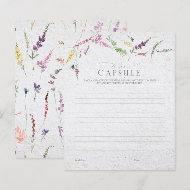 Elegant Time Capsule Wildflower Floral Shower Game (Front/Back)