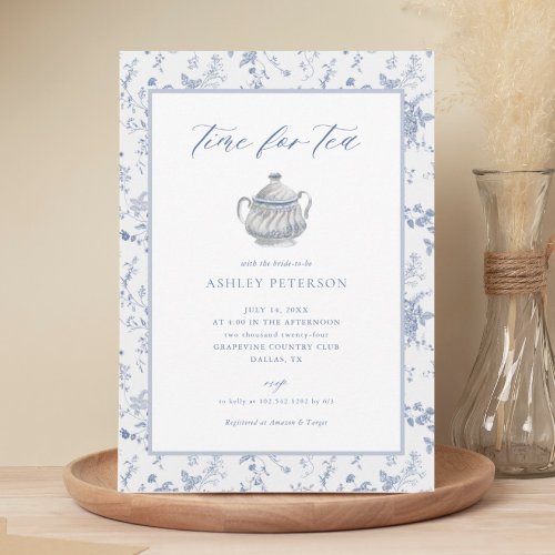 Elegant Time For Tea Bridal Shower Invitation