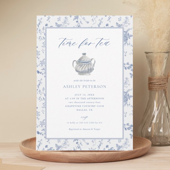 Elegant Time For Tea Bridal Shower Invitation (Creator Uploaded)