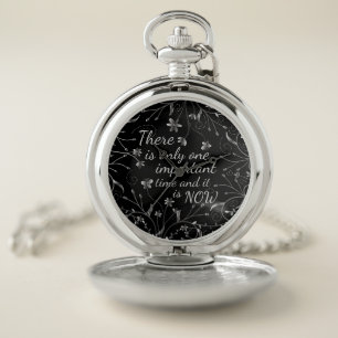 Elegant Time Quote Ornate Floral Pocket Watch