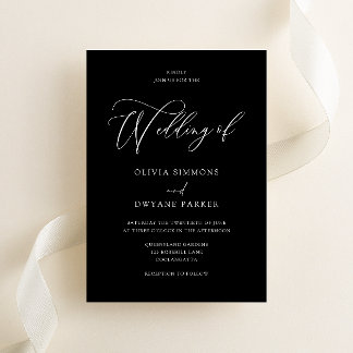 Elegant Timeless Black & White Modern Wedding Invitation