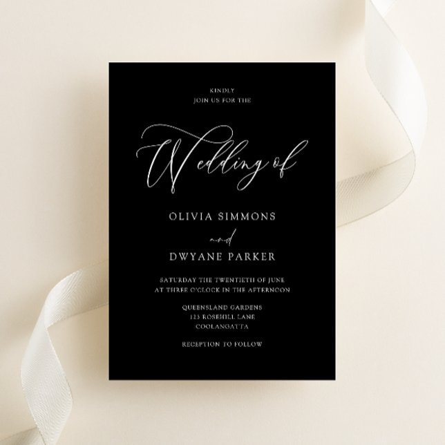Elegant Timeless Black & White Modern Wedding Invitation (Creator Uploaded)