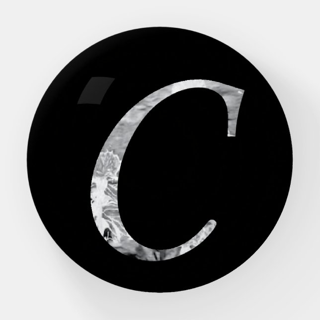 Elegant Timeless Floral Letter C Paperweight (Front)