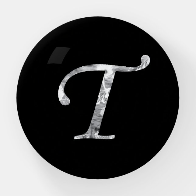 Elegant Timeless Floral Letter T Paperweight (Front)