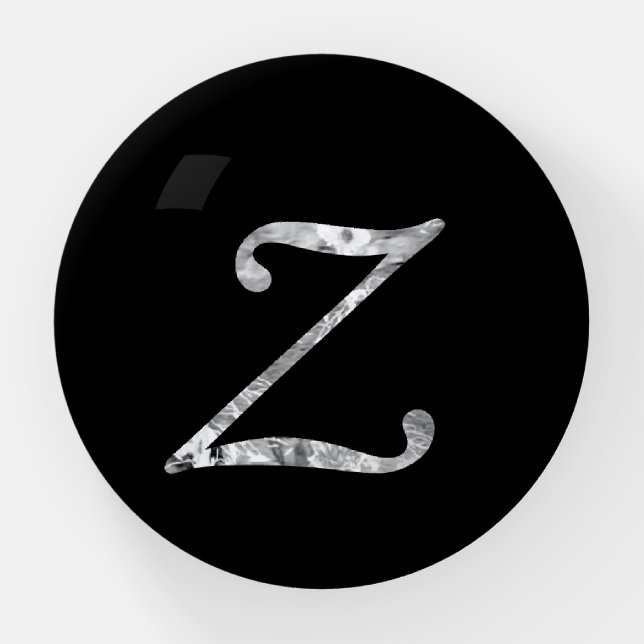 Elegant Timeless Floral Letter Z Paperweight (Front)