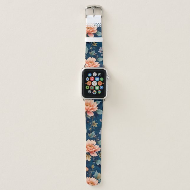 Elegant Timeless Floral Pattern design Apple Watch Band (Front)
