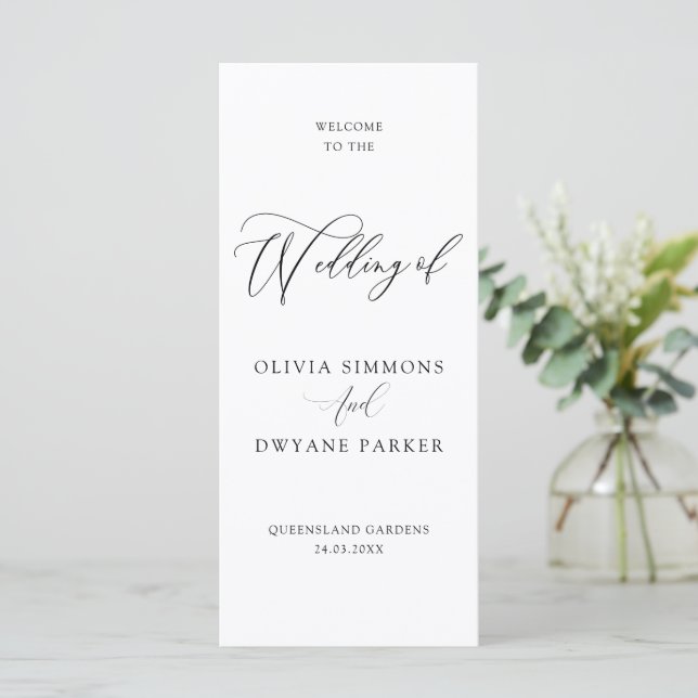 Elegant Timeless Modern Minimal Wedding Program (Standing Front)