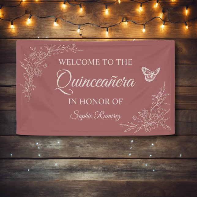 Elegant Timeless Rose Mauve Quinceañera Banner (Creator Uploaded)