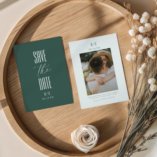 Elegant Timeless Script Photo Monogram Wedding Save The Date (Creator Uploaded)