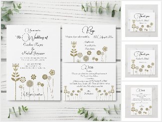 Elegant Timeless Soft Gold Floral Minimalism