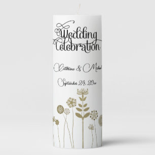 Elegant Timeless Soft Gold Floral Minimalism Pillar Candle