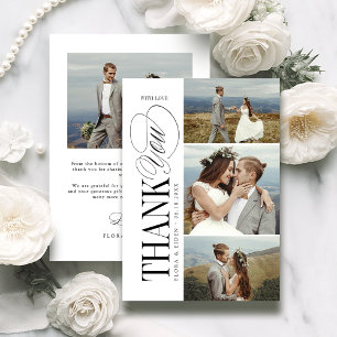 Elegant Timeless Typography 4 Photo Thank You Card