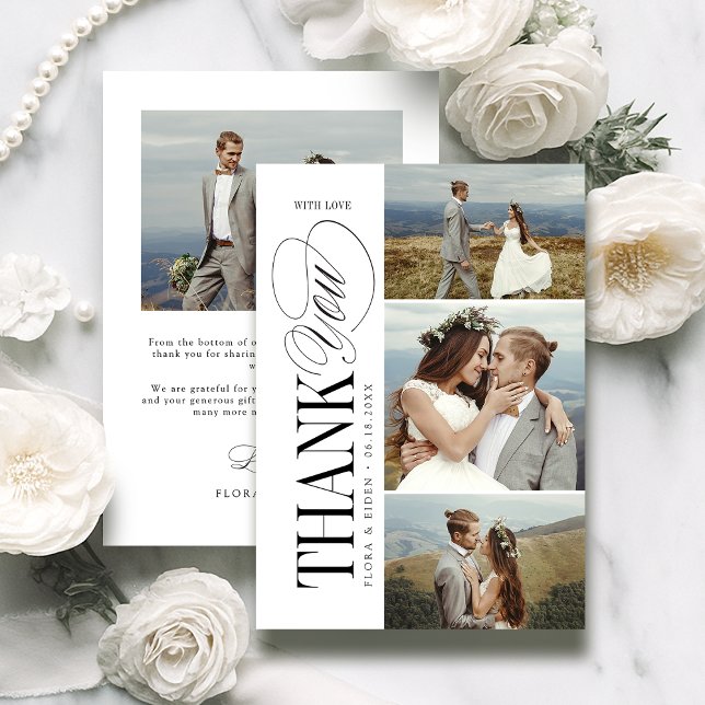 Elegant Timeless Typography 4 Photo Thank You Card (Elegant Timeless Typography 4 Photo Thank You)