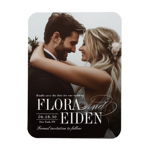 Elegant Timeless Typography Photo Save The Date Magnet