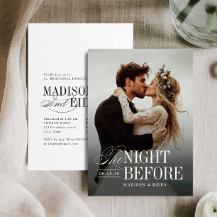 Elegant Timeless Typography Photo The Night Before Invitation