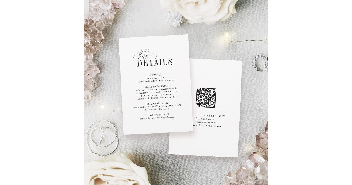 Notepage Wedding Elegant Timeless Typography Simple Wedding Details Note Card | Zazzle
