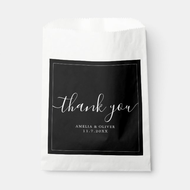 Elegant Timeless Wedding Thank You | Personalized  Favor Bag (Front)