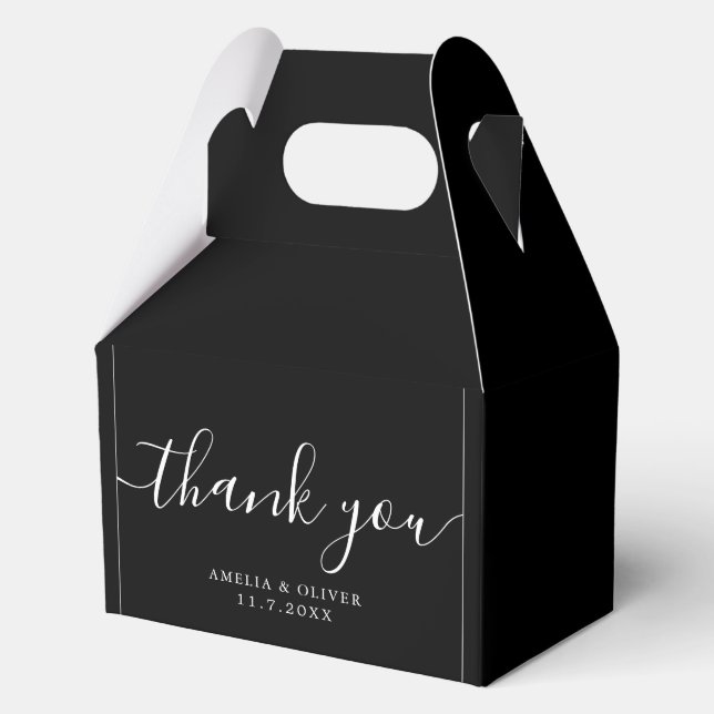 Elegant Timeless Wedding Thank You | Personalized  Favor Boxes (Front)