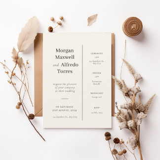 Elegant Timeline Ceremony & Reception Details  Invitation