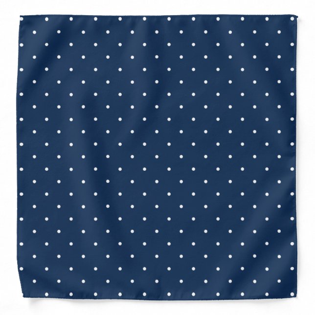 elegant tiny navy blue white polka dots pattern bandana (Front)