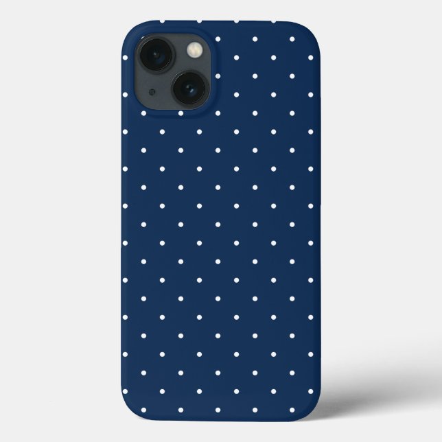 elegant tiny navy blue white polka dots pattern Case-Mate iPhone case (Back)