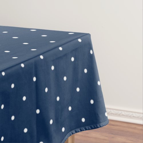 elegant tiny navy blue white polka dots pattern tablecloth