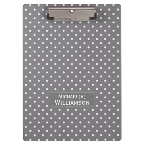 Elegant Titanium Grey White Dot Customized Pattern Clipboard