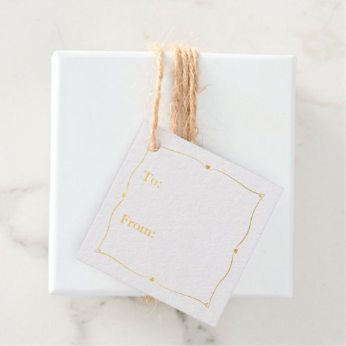 Elegant To And From Real Gold Foil Favor Tags