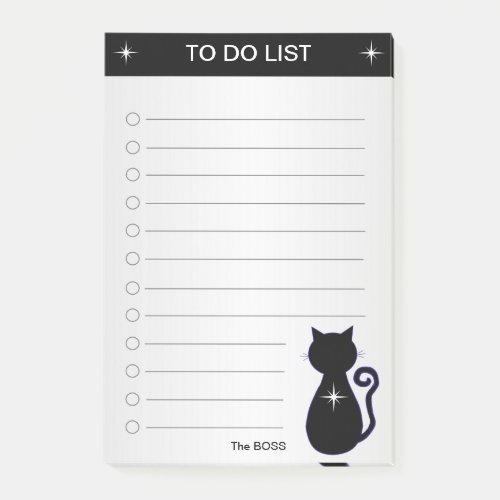 Elegant To Do List  Black Cat Silhouette Post_it Notes