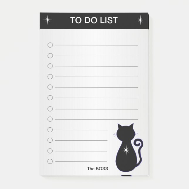 Elegant To Do List & Black Cat Silhouette Post-it Notes (Front)
