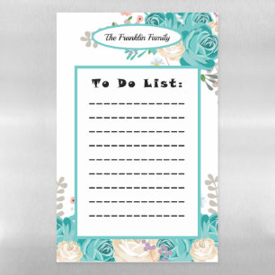 Elegant To Do List Blue Flowers Magnetic Dry Erase Sheet