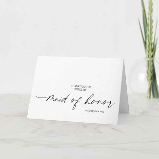 Elegant To My Maid of Honor Wedding Thank You Card (Front)