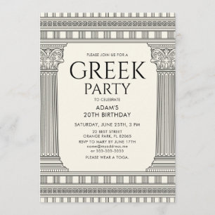 Elegant Toga Party design with temple columns Invitation