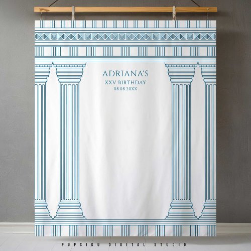 Elegant Toga Party with blue temple columns Tapestry