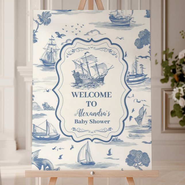 Elegant Toile Nautical Baby Shower Foam Board (Creator Uploaded)