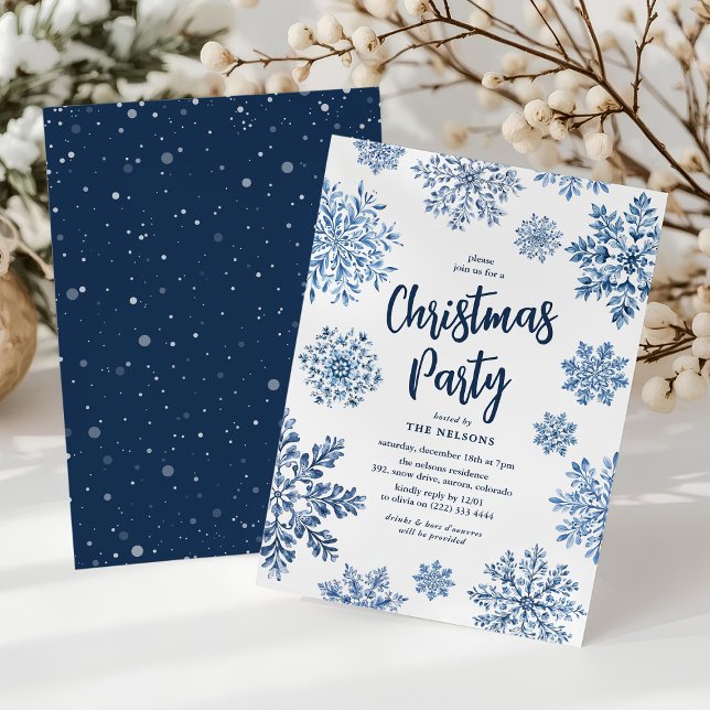 Elegant Toile Snowflake Christmas Party Invitation (Creator Uploaded)