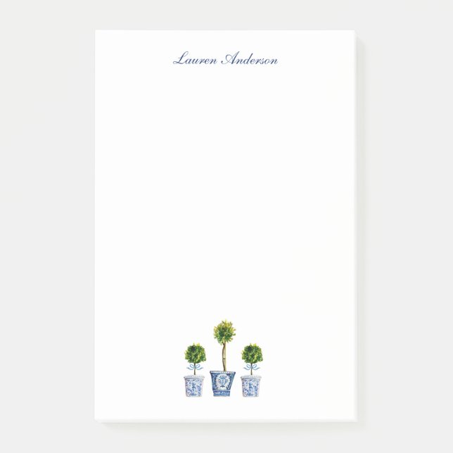 Elegant Topiaries in blue & white pots  Post-it Notes (Front)
