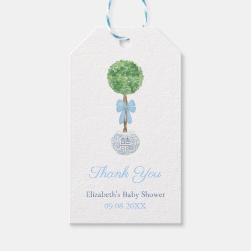 Elegant Topiary Boy Baby Shower Thank You Gift Tags