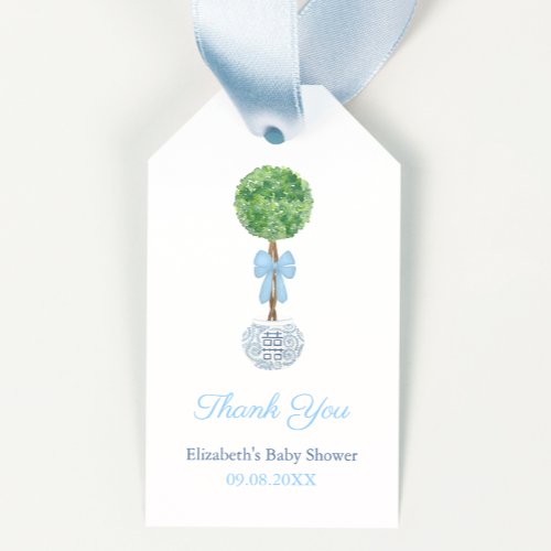 Elegant Topiary Boy Baby Shower Thank You Gift Tags
