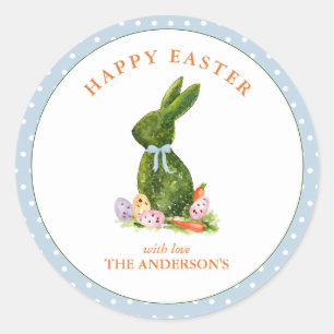 Elegant Topiary Easter Bunny with eggs Classic Round Sticker