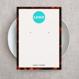 Elegant Tortoise Shell Add Logo Earring Business Card